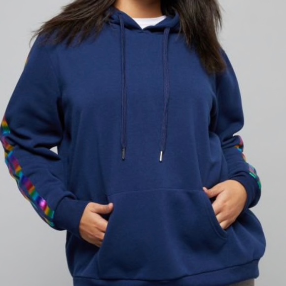 Rue21 Tops - Rue 21 Rue+ Plus Size 3X Blue Hoodie Rainbow